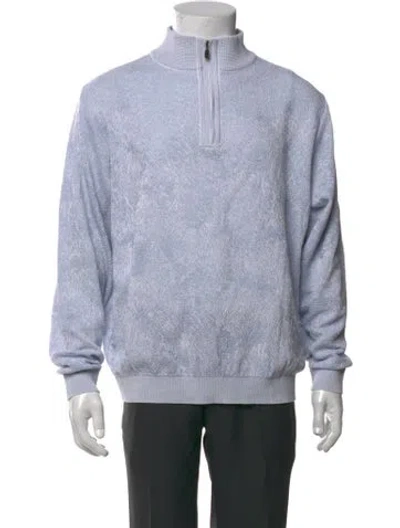 Pre-owned St. Croix Patterned Mock Neck Pullover In Blue