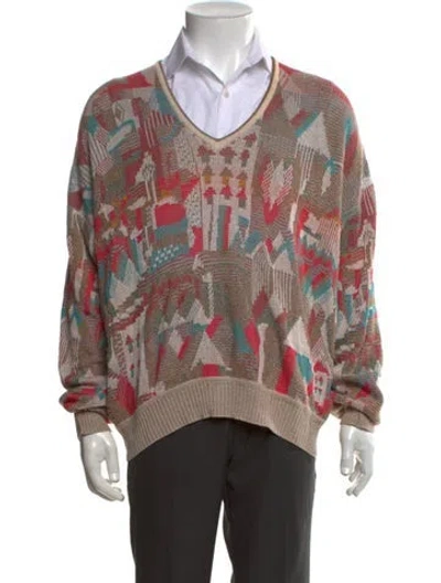 Pre-owned St. Croix Patterned V-neck Pullover In Multicolor