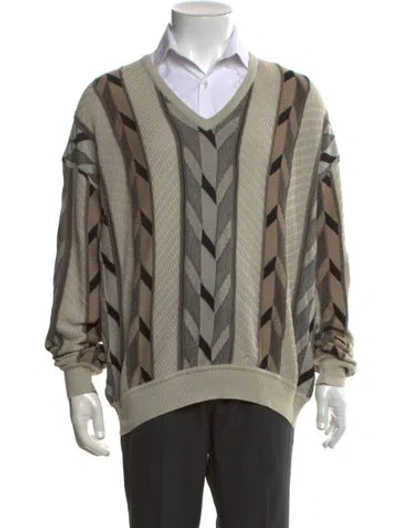 Pre-owned St. Croix Patterned V-neck Pullover In Neutrals