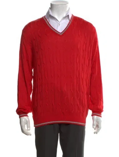 Pre-owned St. Croix V-neck Long Sleeve Pullover In Red