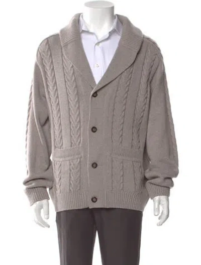 Pre-owned St. Croix Wool V-neck Cardigan W/ Tags In Neutral