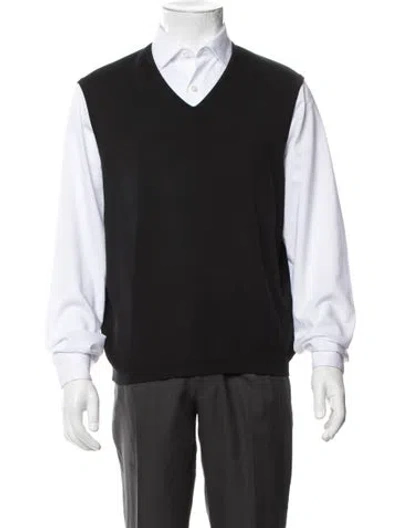 Pre-owned St. Croix Wool V-neck Sweater Vest In Black