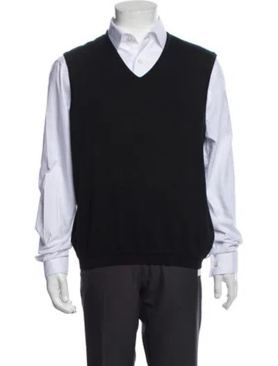 Pre-owned St. Croix Wool V-neck Sweater Vest In Black