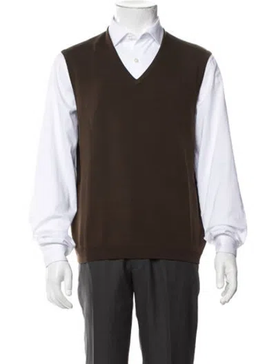 Pre-owned St. Croix Wool V-neck Sweater Vest In Brown