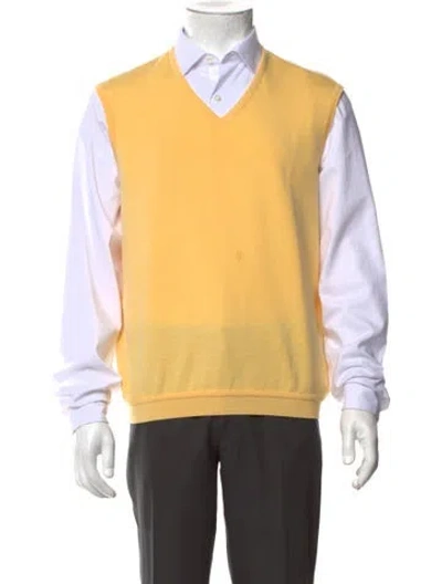 Pre-owned St. Croix Wool V-neck Sweater Vest In Yellow