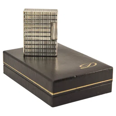 Pre-owned St Dupont A Dupont Silver Plate Ligne 1 Small Cigarette Lighter Boxed & Serviced In Brown
