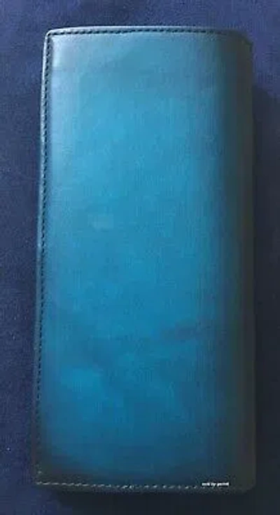 Pre-owned St Dupont S.t. Dupont Atelier Long Leather Wallet, Blue, 190211, In Box