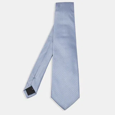 Pre-owned St Dupont Blue Geometric Patterned Silk Jacquard Tie