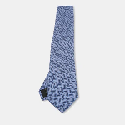 Pre-owned St Dupont Blue Patterned Silk Tie
