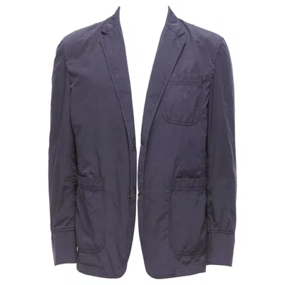 Pre-owned St Dupont Charcoal Grey Nylon Overstitched Silver Hardware Blazer It50 L In Gray