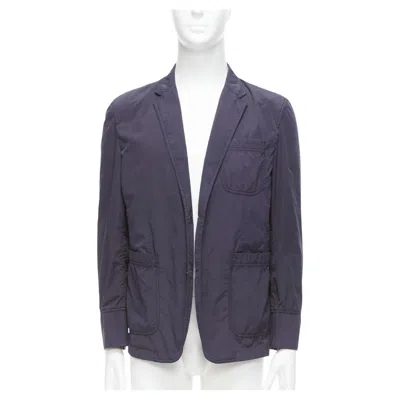 Pre-owned St Dupont Charcoal Grey Nylon Overstitched Silver Hardware Blazer It50 L In Gray