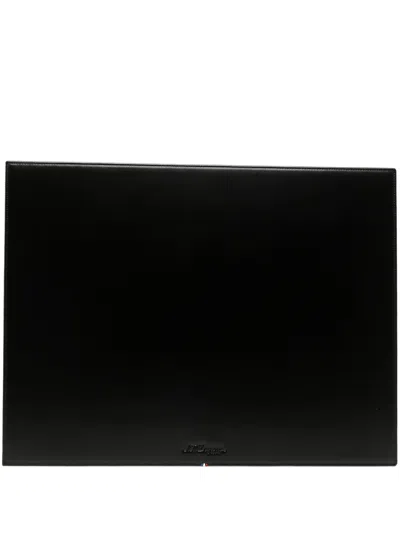 St Dupont Debossed-logo Leather Desk Pad In Black