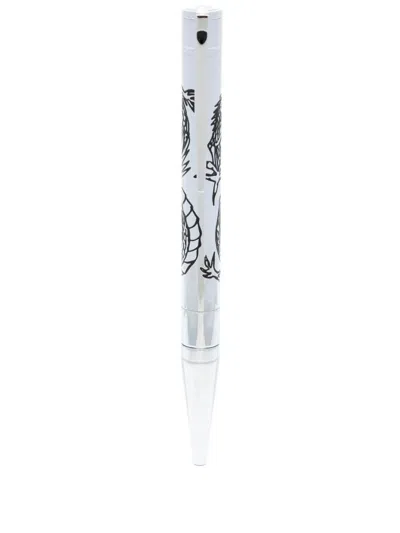 St Dupont Dragon D-initial Ballpoint Pen In Silver