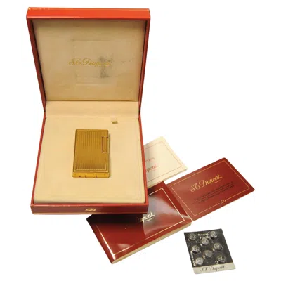Pre-owned St Dupont Dupont 18ct Gold Plate Ligne 1 Lighter With Box Serviced In Brown