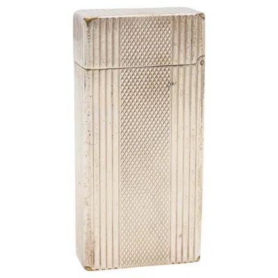 Pre-owned St Dupont Dupont 1945 Paris Tall Roller Petrol Pocket Lighter Engine Turned Plate Sterling In Silver