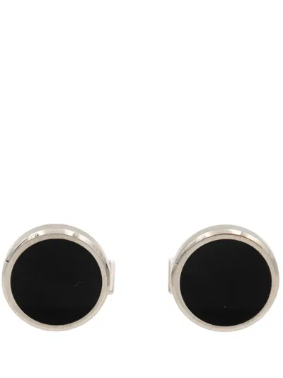 St Dupont Engraved-logo Cufflinks In Schwarz