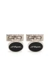 St Dupont Engraved-logo Oval Cufflinks In Silver