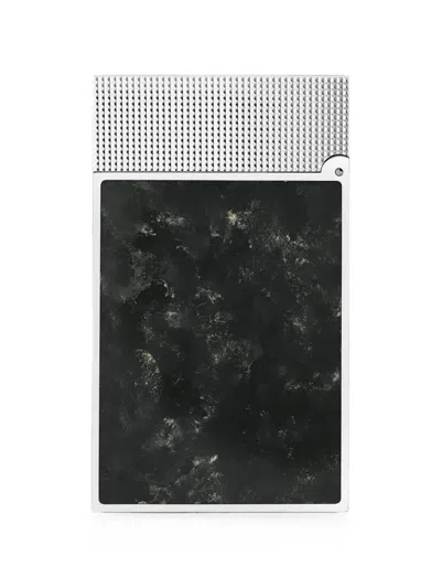 St Dupont Engraved Marble-effect Lighter In Black