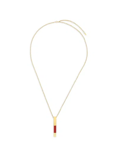 St Dupont Engraved-logo Mini Pen Necklace In Metallic
