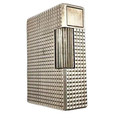 Pre-owned St Dupont French Modern Silver & Gold Plate Gas Pocket Guilloché Lighter By S.t. Dupont