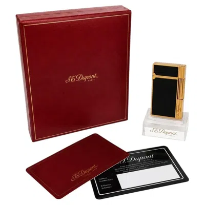Pre-owned St Dupont S.t. Dupont Gatsby Black Lacquer And Gold-plated Lighter & Box
