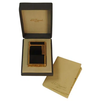 Pre-owned St Dupont S.t Dupont Gold Plated Black Ligne 1 Large Cigarette Lighter