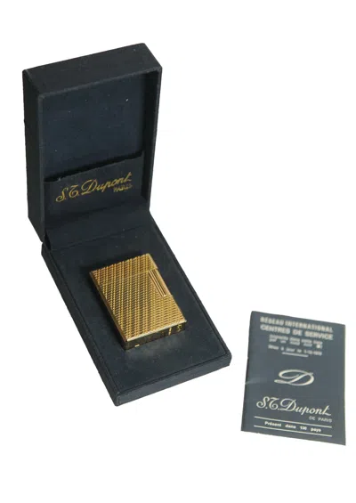Pre-owned St Dupont Gold Plated Ligne 1 Small Paris Cigarette Lighter In Original Box In Black