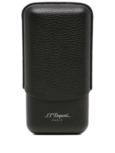 St Dupont Grained-leather Cigar Case In Black