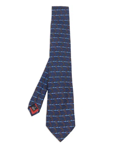 Pre-owned St Dupont Knot-print Silk Tie In Blue