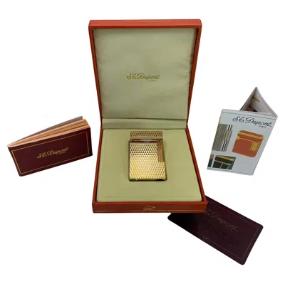Pre-owned St Dupont Le Grand Dupont 18ct Gold Plate Diamond Head Lighter With Box Serviced In Brown