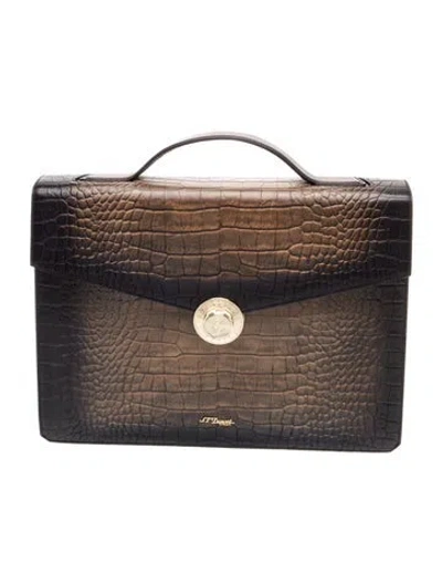 Pre-owned St Dupont Leather Briefcase In Black