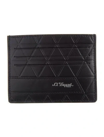 Pre-owned St Dupont Leather Card Holder In Black