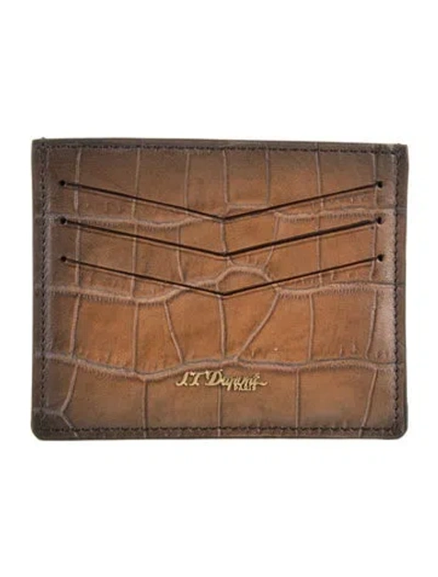 Pre-owned St Dupont Leather Card Holder In Brown