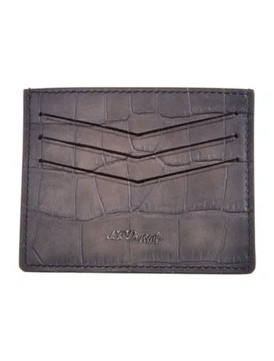 Pre-owned St Dupont Leather Card Holder In Purple