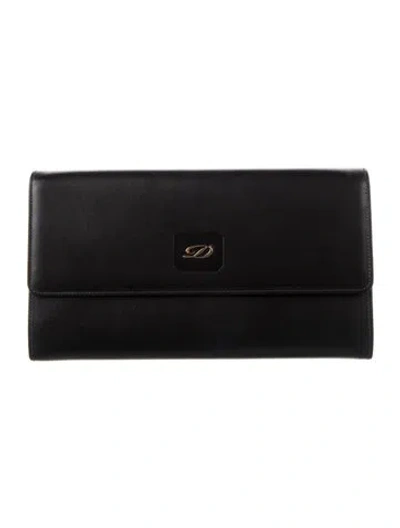 Pre-owned St Dupont Leather Continental Wallet In Black