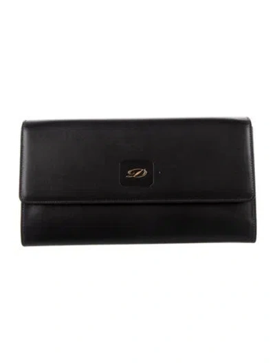 Pre-owned St Dupont Leather Continental Wallet In Black