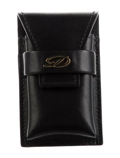 Pre-owned St Dupont Leather Pen Holder In Black