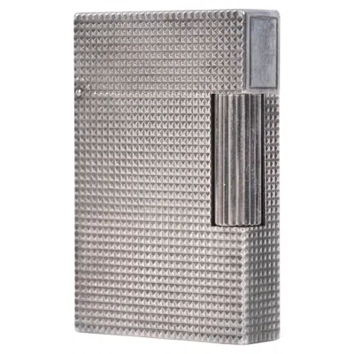 Pre-owned St Dupont Lighter "s.t. Dupont Ligne 2 Small, Diamond Heads", France, 1980s - 1990s In Gray