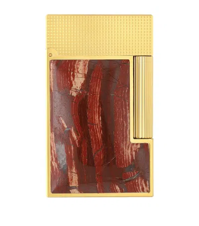 St Dupont Ligne 2 Jasper Snakeskin Lighter In Yellow