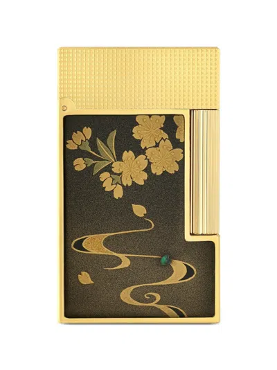 St Dupont Ligne 2 Maki-e Lighter In Gold