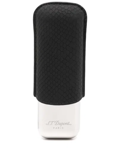 St Dupont Logo-engraved Cigar Case In Black And Chrome