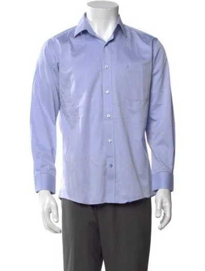 Pre-owned St Dupont Long Sleeve Dress Shirt In Blue