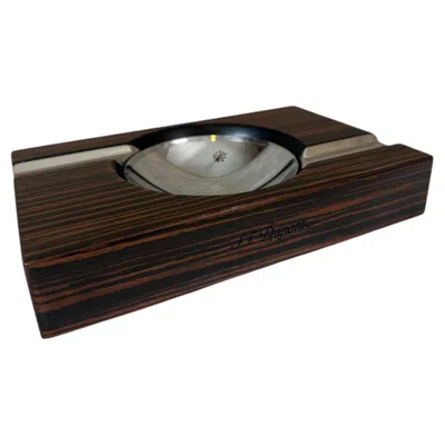 Pre-owned St Dupont Modern S.t. Dupont Macassar Ebony And Silver-plated Metal Cigar Ashtray In Black