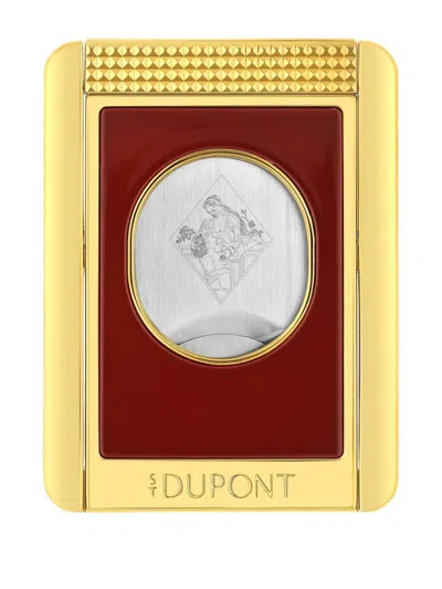 St Dupont Monogram Cigar Cutter Stand In Gold