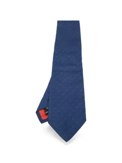 Pre-owned St Dupont Patterned Silk Tie In Blue