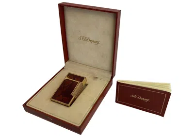 Pre-owned St Dupont Rare Gold Plated Marbled Laque De Chine Ligne 2 Gatsby In Brown