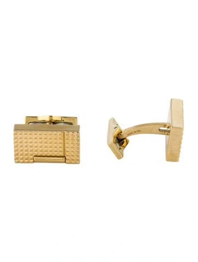 Pre-owned St Dupont Rectangle Textured Cufflinks In Multi