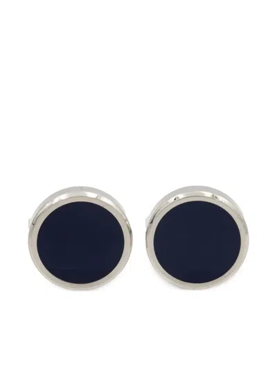 St Dupont Round Lacquered-finish Cufflinks In Silver