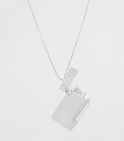 St Dupont S. T. Dupont Diamond Head Lighter Necklace In Silver
