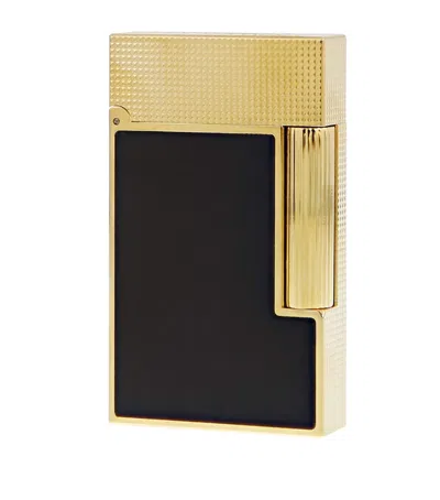 St Dupont Yellow Gold Ligne 2 Lighter In Black